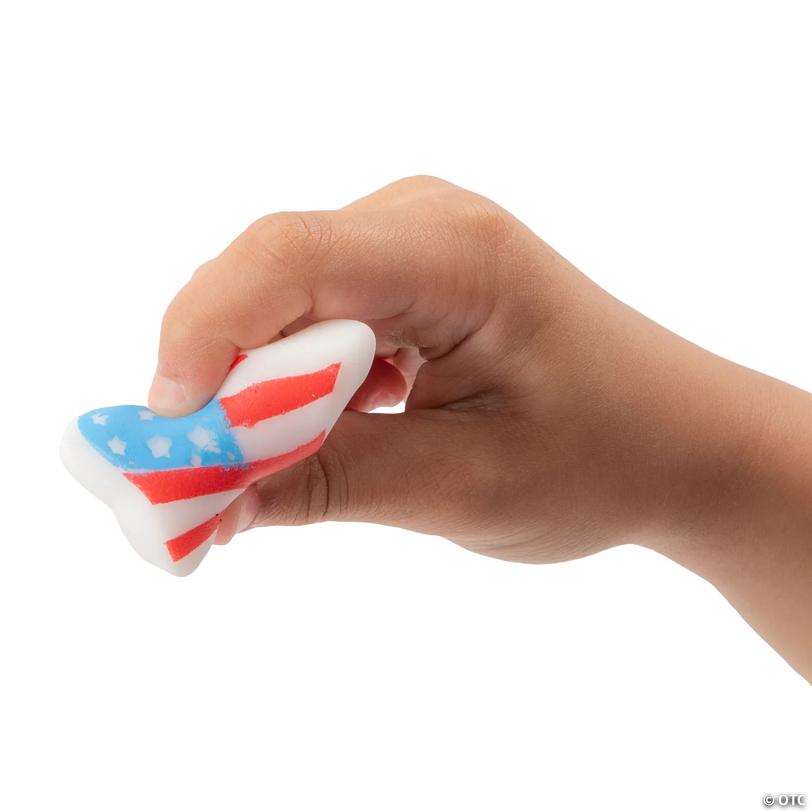 1 3/4" Mini Patriotic Hat, Flag & Star Mochi Squishy Rubber Stress Toys - 12 Pc.