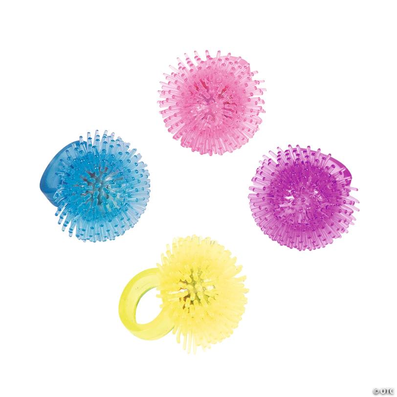 1 3/4" Pink, Purple, Blue & Yellow Flashing Spike Rings - 12 Pc.