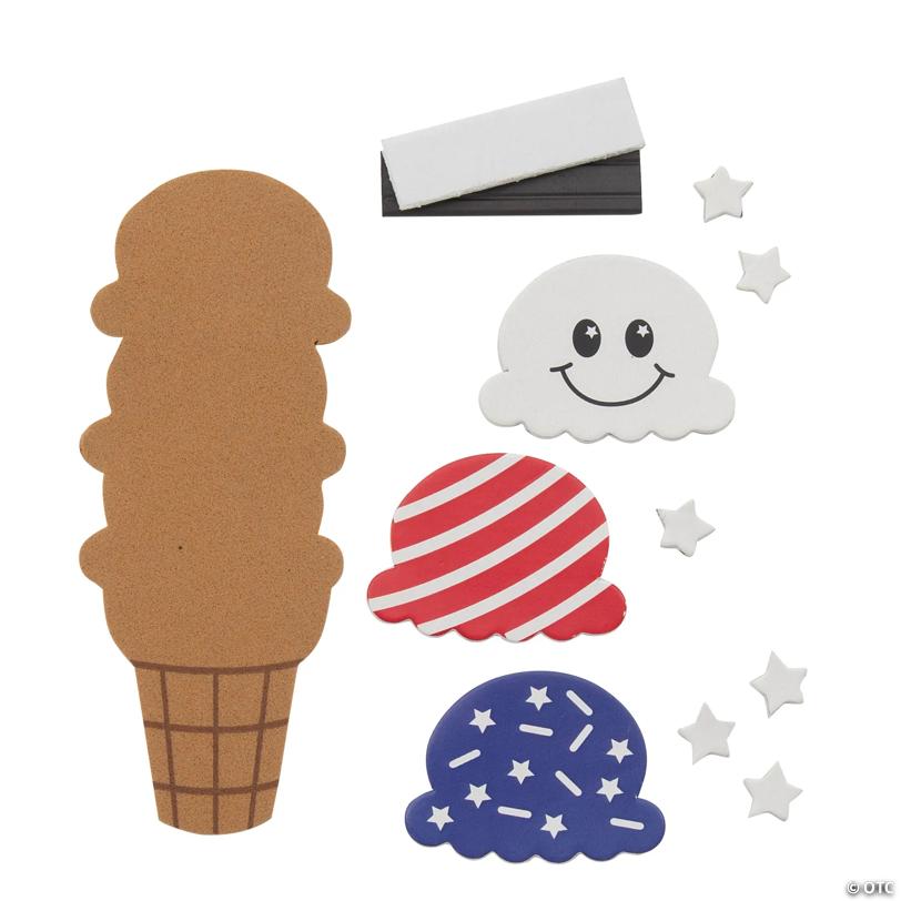 1 3/4" x 4 1/2" Patriotic Ice Cream Cone Magnet Craft Kit - Makes 12