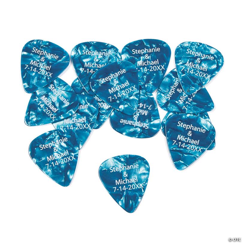 1" Bulk 100 Pc. Personalized Blue Plastic Guitar Picks | USA Decoration®