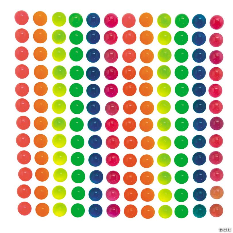 1" Bulk 144 Pc. Mini Bright Neon Rubber Bouncy Ball Assortment