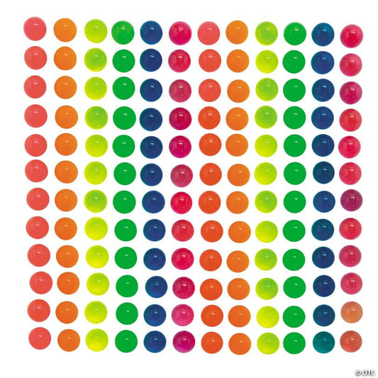 1" Bulk 144 Pc. Mini Bright Neon Rubber Bouncy Ball Assortment