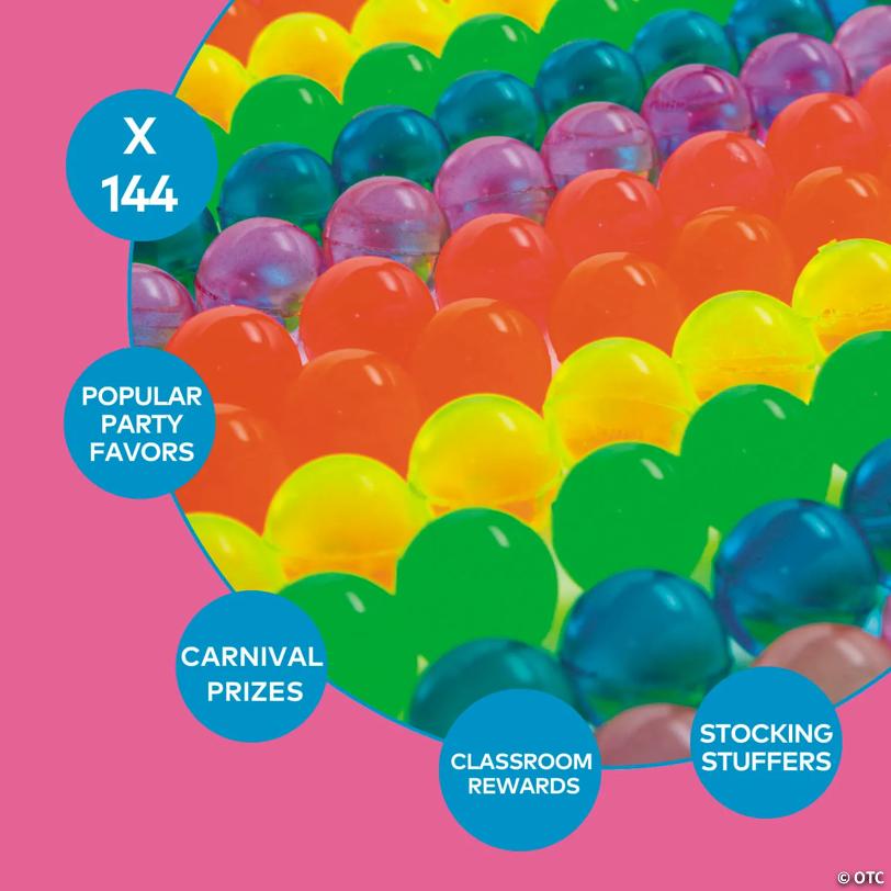 1" Bulk 144 Pc. Mini Bright Neon Rubber Bouncy Ball Assortment