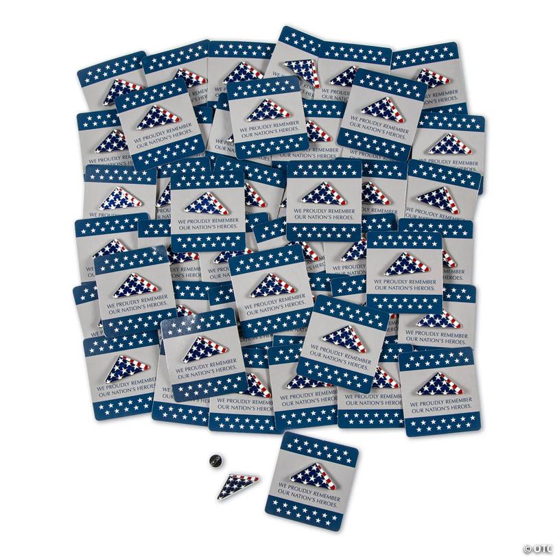 1" Bulk 144 Pc. Patriotic Folded Flag Pins with Card