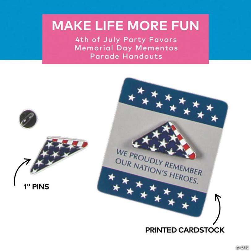 1" Bulk 144 Pc. Patriotic Folded Flag Pins with Card