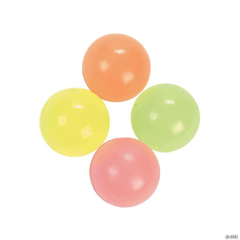 1" Bulk 144 Pc. Mini Neon Colors Glow-in-the-Dark Bouncy Balls
