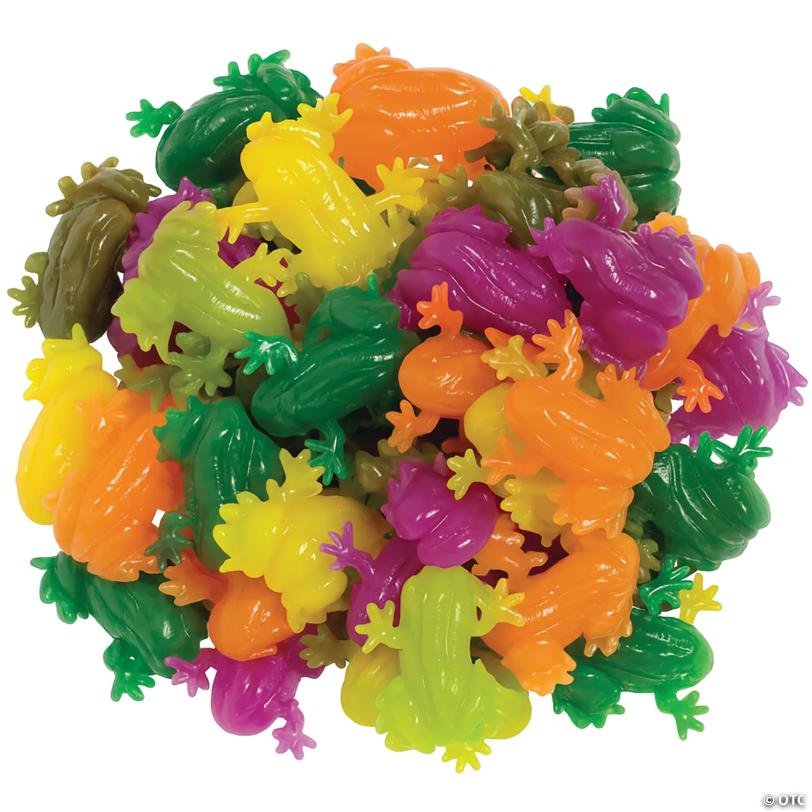 1" Bulk 48 Pc. Mini Realistic Sticky Vinyl Frogs