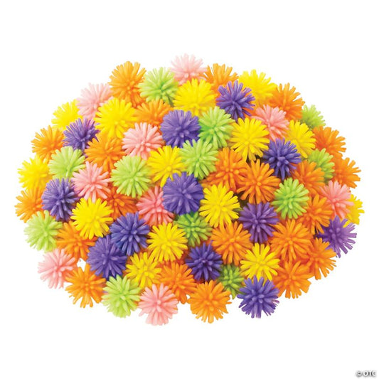 1" Bulk 72 Pc. Mini Bright Colors Vinyl Porcupine Ball Assortment