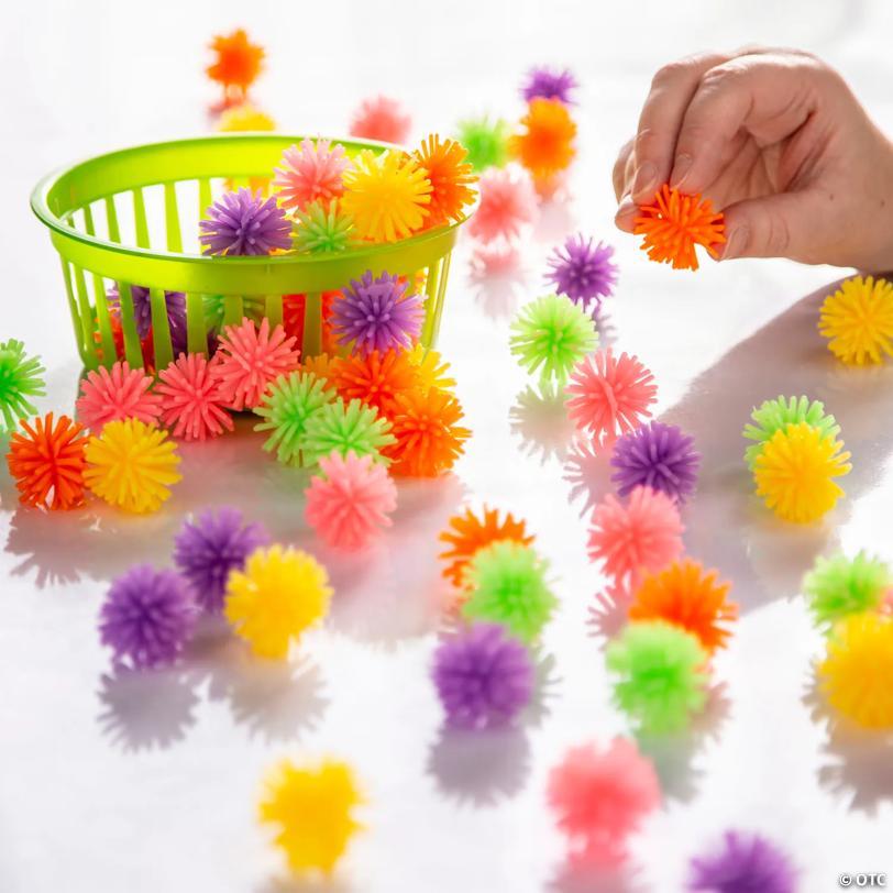 1" Bulk 72 Pc. Mini Bright Colors Vinyl Porcupine Ball Assortment