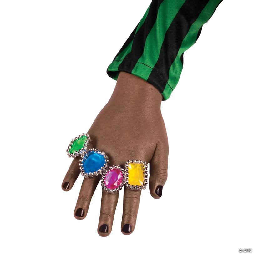 1" Bulk 72 Pc. Purple, Blue, Green & Yellow Colorful Plastic Rhinestone Rings
