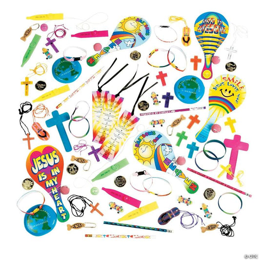 1" - 8" Bulk 250 Pc. Religious Novelty Toy & Handout Assortment