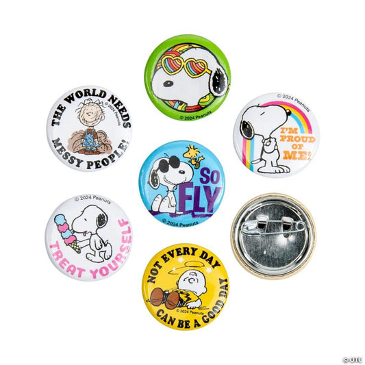 1" diam. Bulk 48 Pc. Peanuts Snoopy & Charlie Brown Mini Buttons