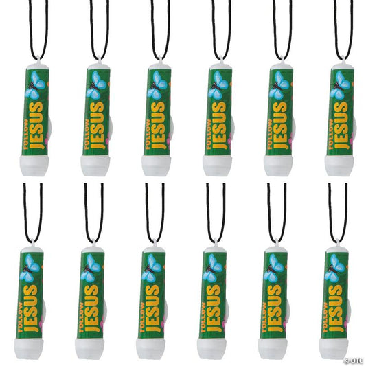 1" x 3 1/2" Rainforest VBS Follow Jesus Flashlights on a Breakaway Rope - 12 Pc.