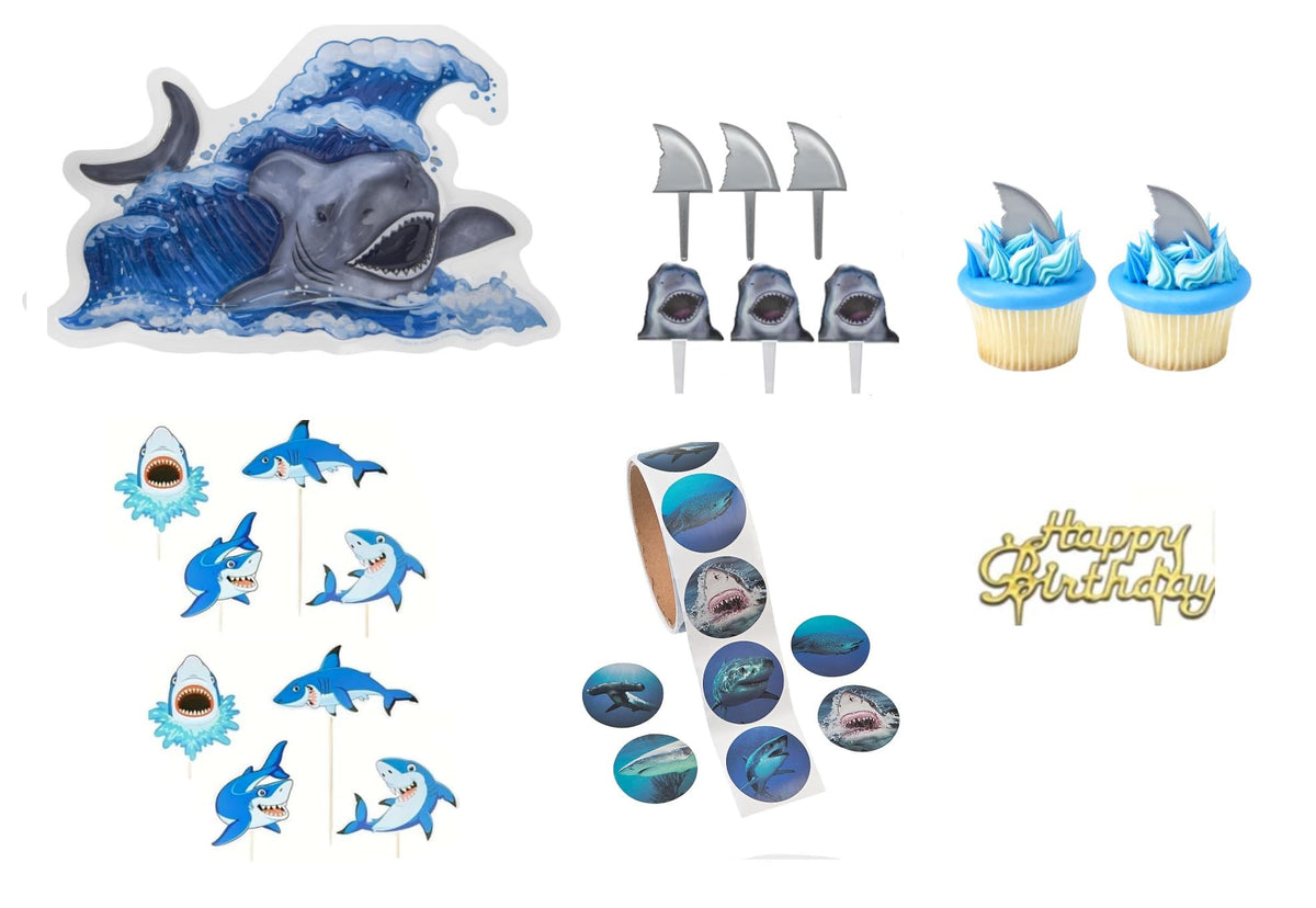 Small Shark Cake Kit (ideal for a small cake & added cupcakes)