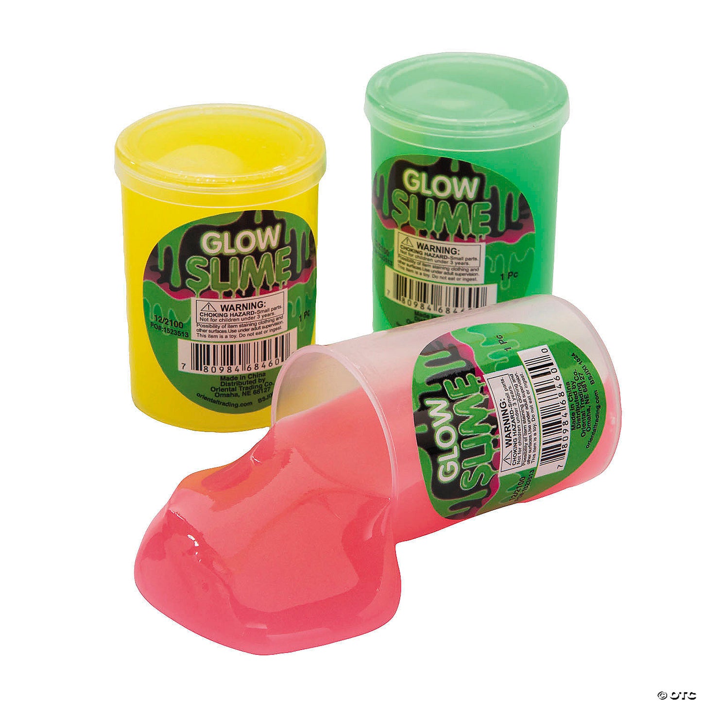 2 1/2" Assorted Color Glow-in-the-Dark Slime in Plastic Containers - 12 Pc. | USA Decoration®