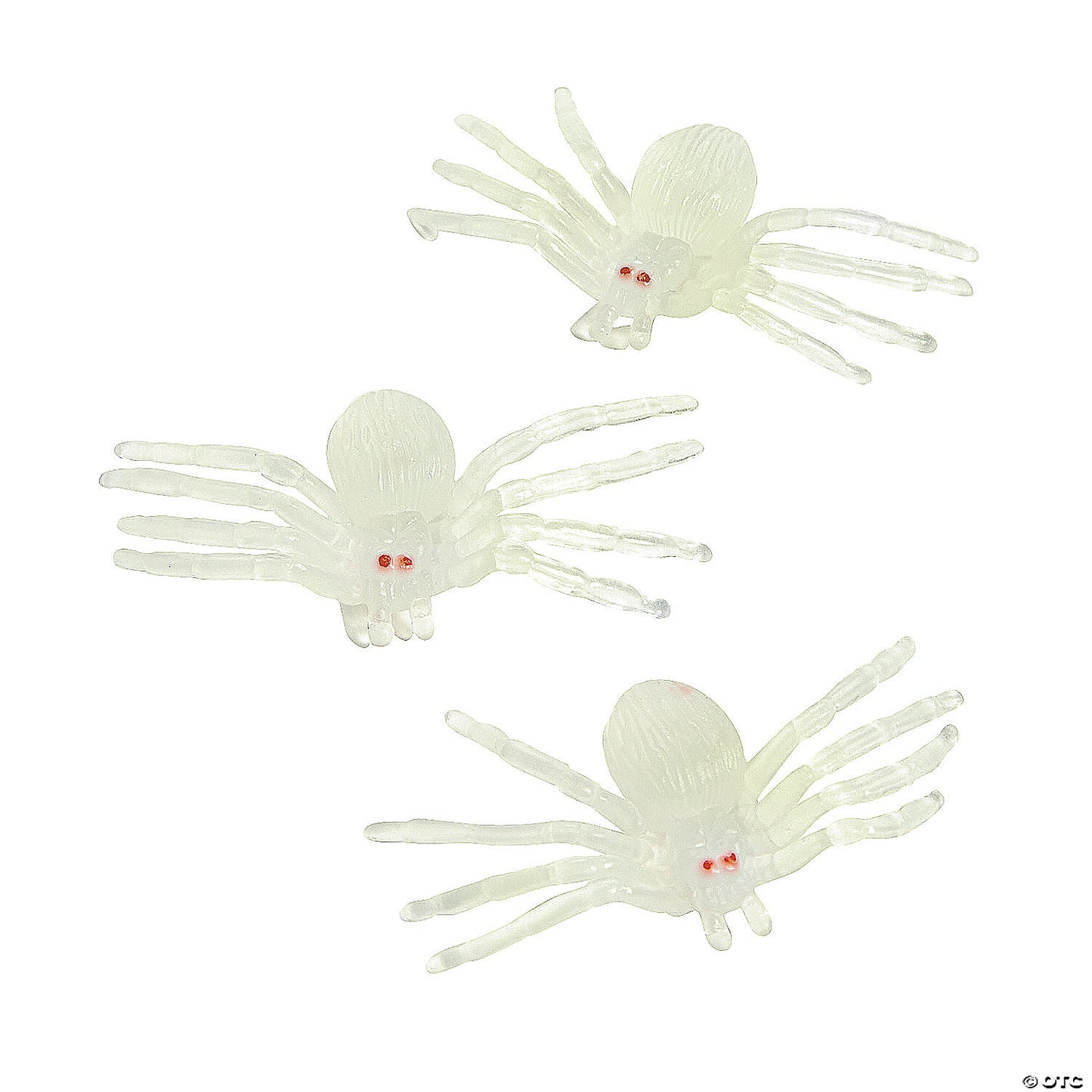 2 1/2" Bulk 108 Pc. Classic Glow-in-the-Dark Plastic Spiders | USA Decoration®