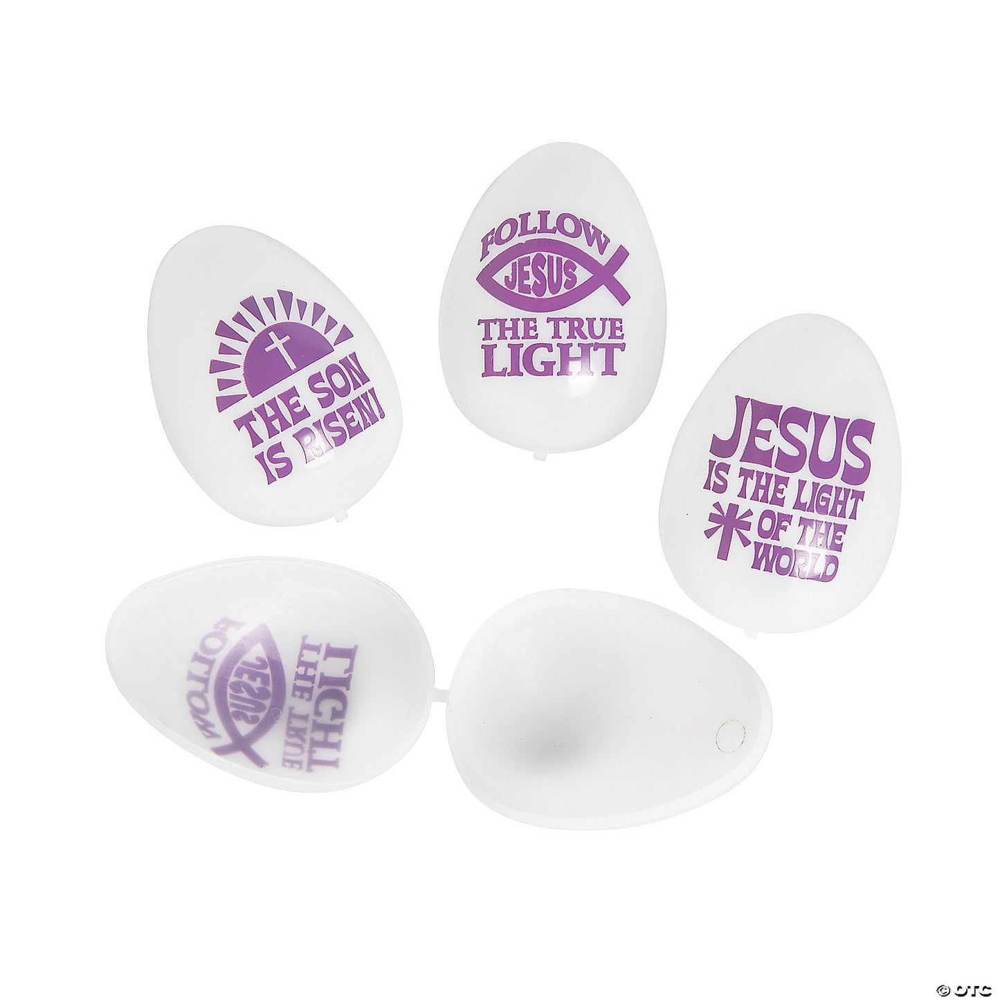 2 1/2" Bulk 72 Pc. Jesus is the Light Glow-in-the-Dark Plastic Easter Eggs | USA Decoration®