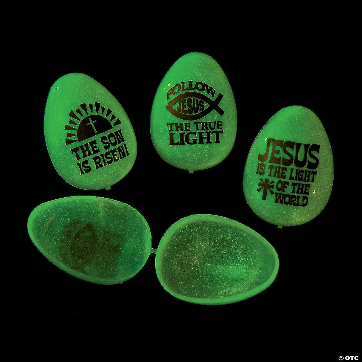 2 1/2" Bulk 72 Pc. Jesus is the Light Glow-in-the-Dark Plastic Easter Eggs