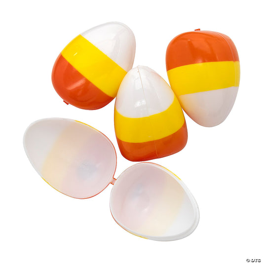 2 1/2" Candy Corn Shaped Hinged Treat Favor Containers - 24 Pc.