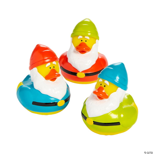 2 1/4" Gnome Assorted Bright Colors Vinyl Rubber Ducks - 12 Pc.