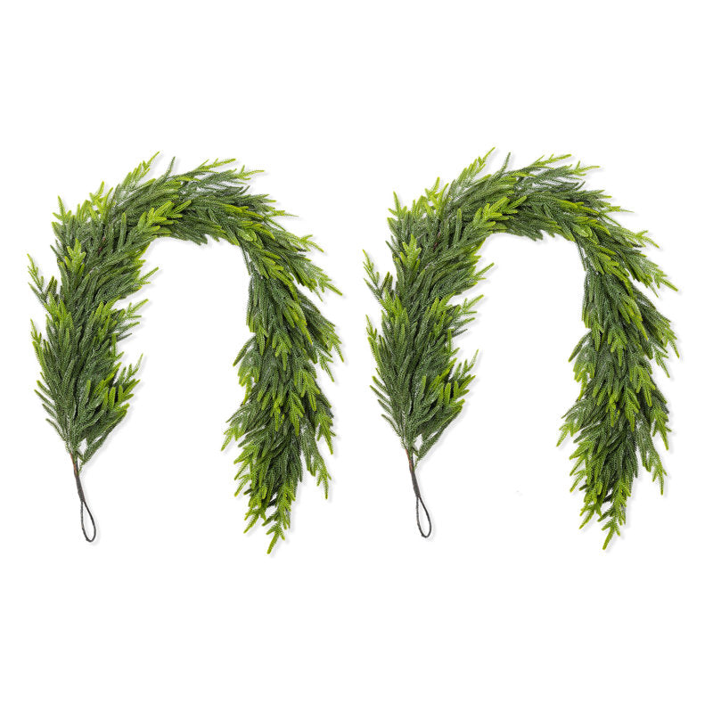 6 ft Pre-Lit Artificial Pine Christmas Garland styled along a festive mantel