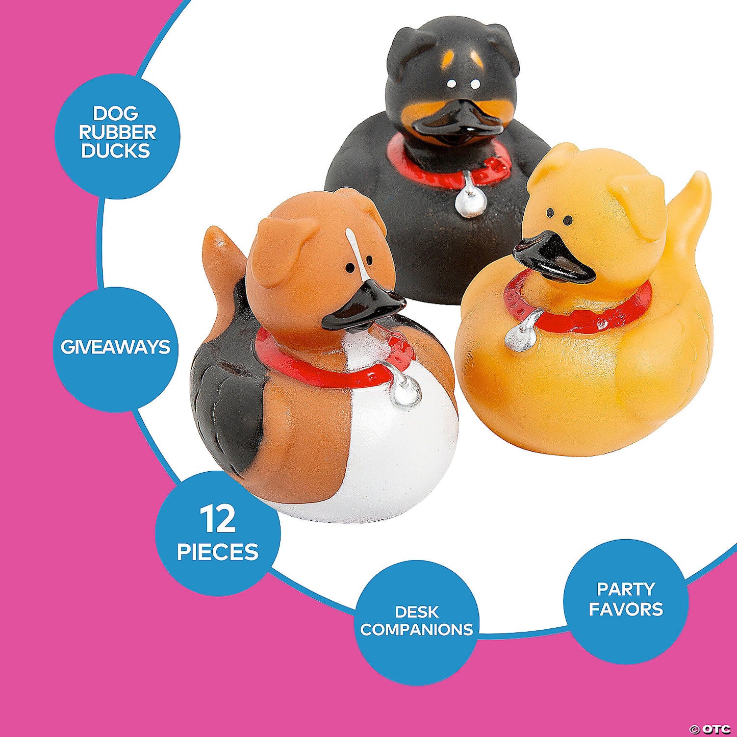 2" Brown, Black and Tan Dog Character Rubber Duck Toys - 12 Pc. | USA Decoration®