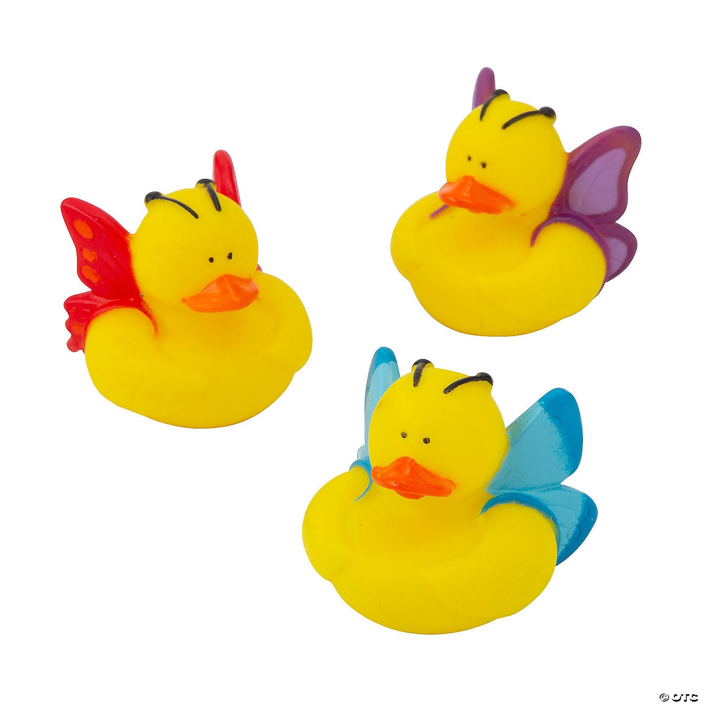 2" Butterfly Green, Blue, Red & Purple Novelty Rubber Ducks - 12 Pc.