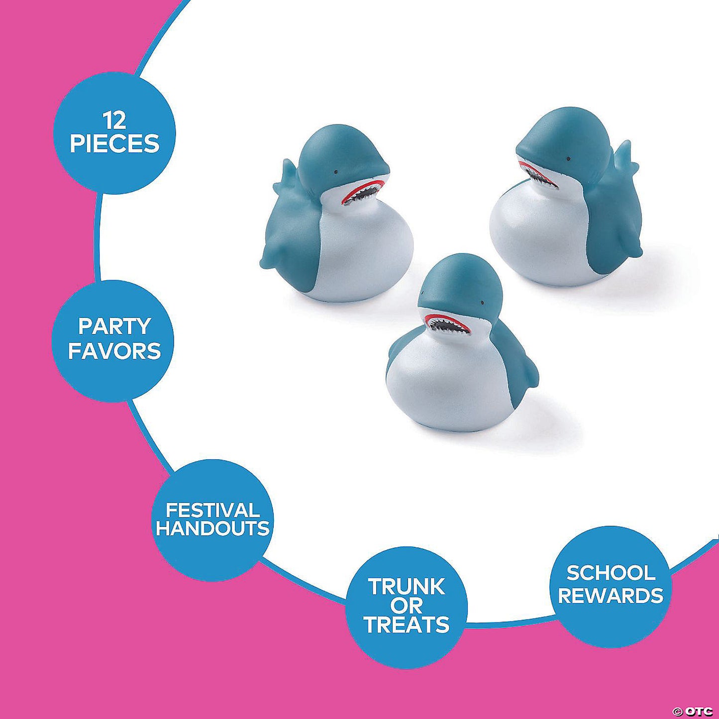 2" Classic Great White Shark Rubber Ducks - 12 Pc. | USA Decoration®