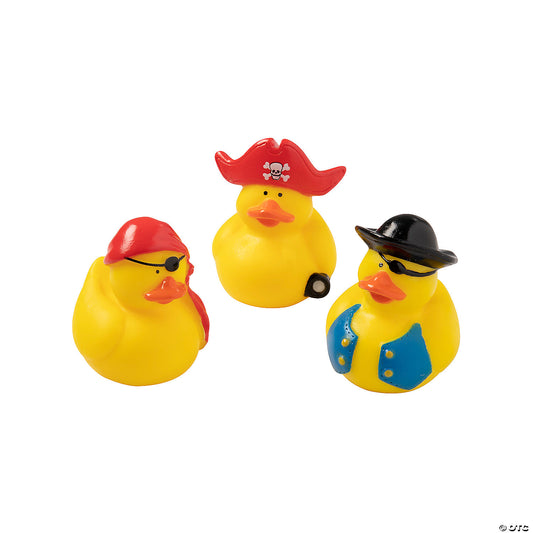 2" Classic Jolly Pirate Yellow Rubber Ducks - 12 Pc.