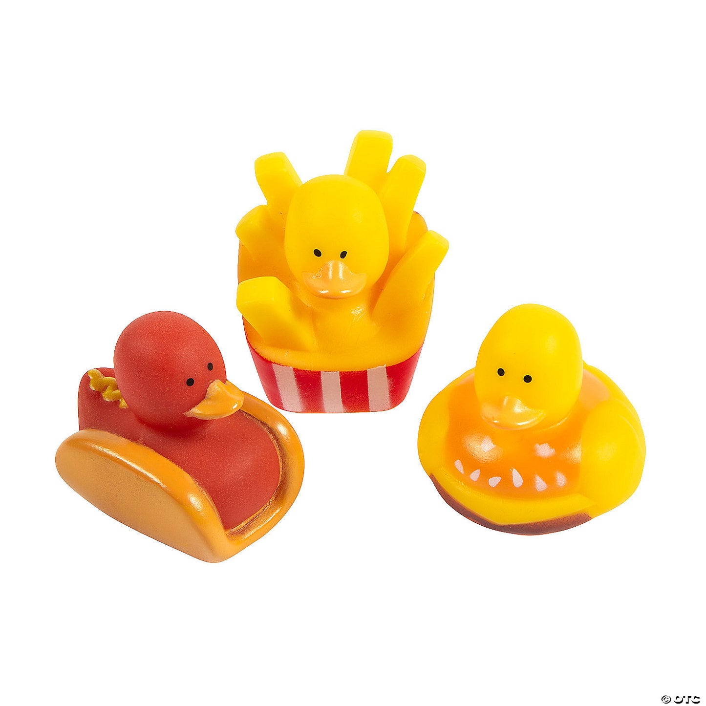 2" Fast Food Hamburger, French Fries & Hot Dog Rubber Ducks - 12 Pc.