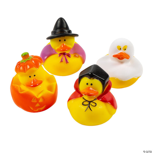 2" Halloween Pumpkin, Witch, Ghost & Vampire Rubber Ducks - 12 Pc.