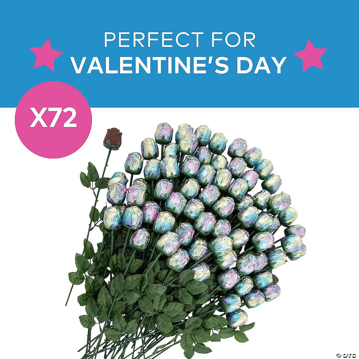 2 lbs. 10 oz. Iridescent Foil-Wrapped Chocolate Roses - 72 Pc.