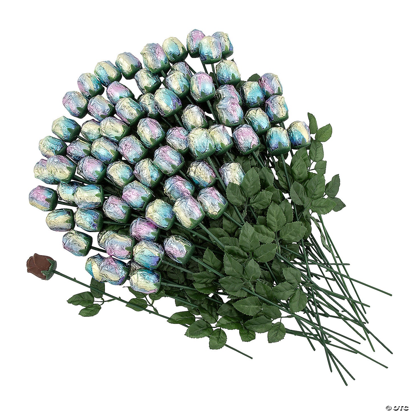 2 lbs. 10 oz. Iridescent Foil-Wrapped Chocolate Roses - 72 Pc.