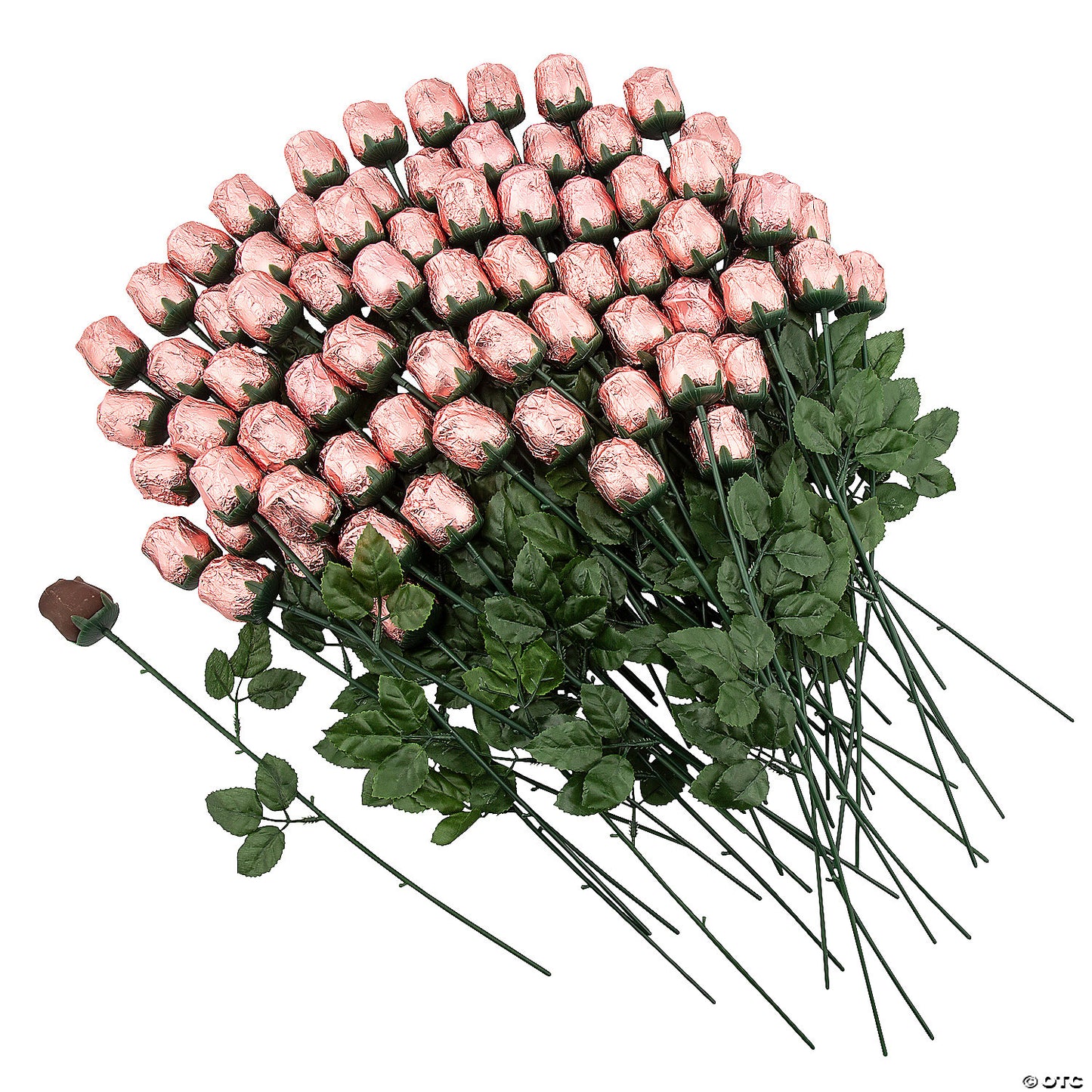 2 lbs. 10 oz. Pink Foil-Wrapped Chocolate Roses - 72 Pc.