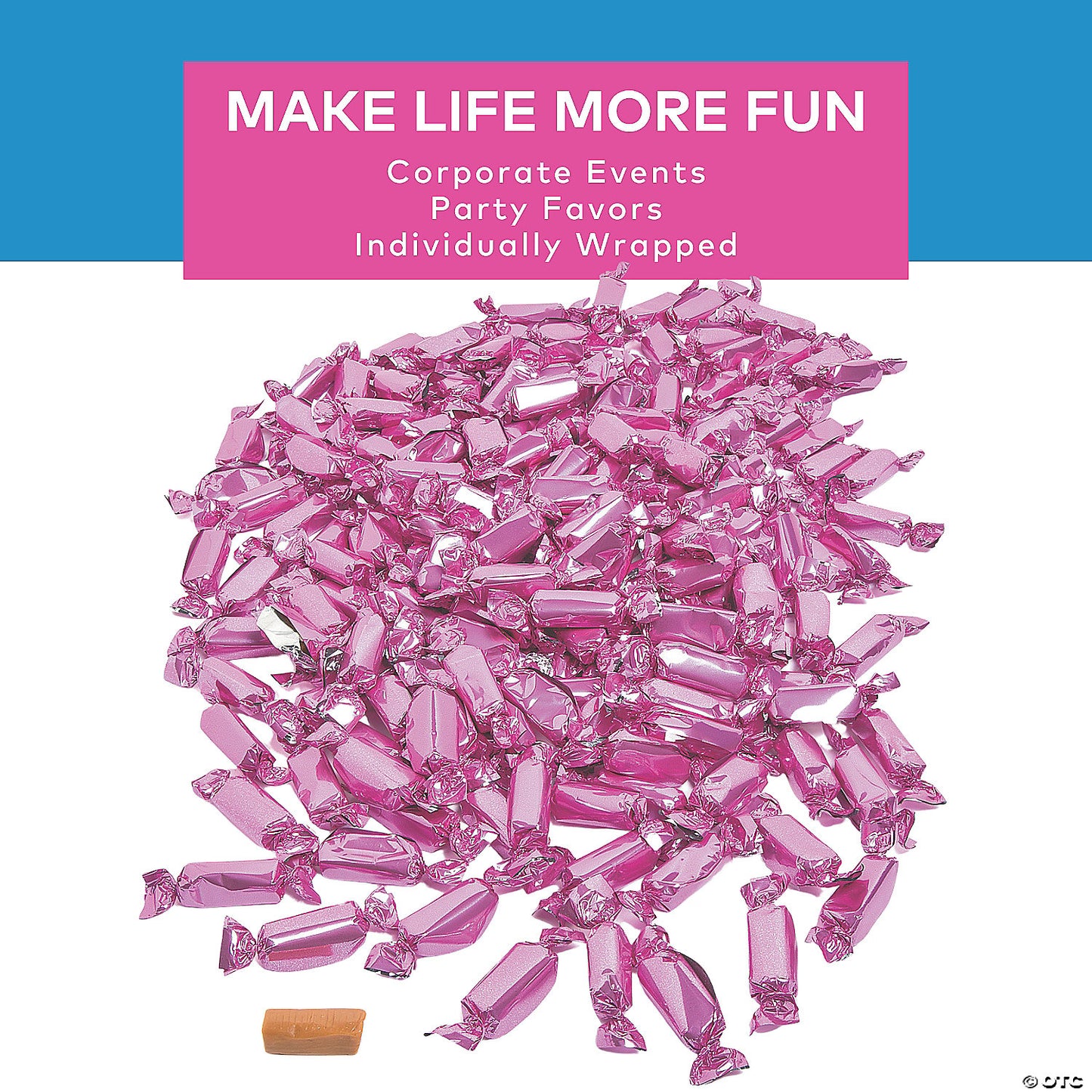 2 lbs. Hot Pink Foil-Wrapped Caramels - 189 Pc.