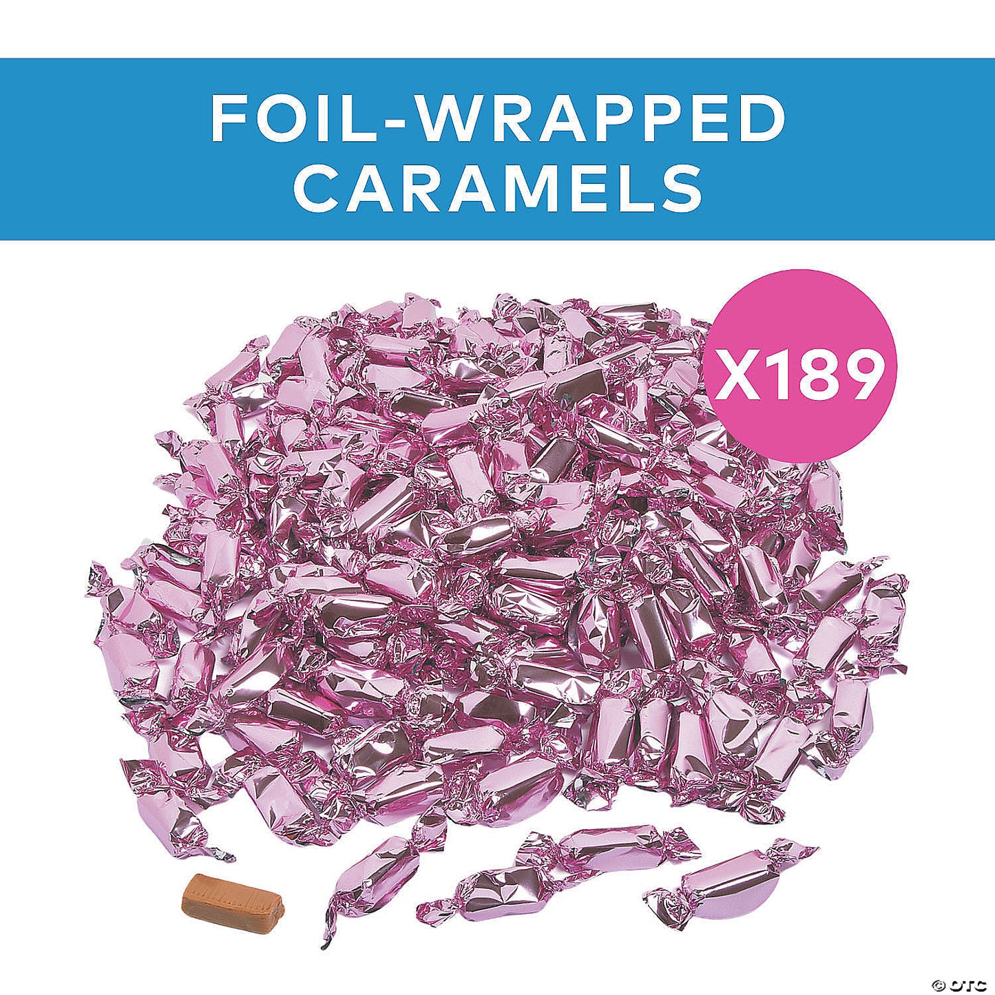2 lbs. Light Pink Foil-Wrapped Caramel Candies – 189 Pc.