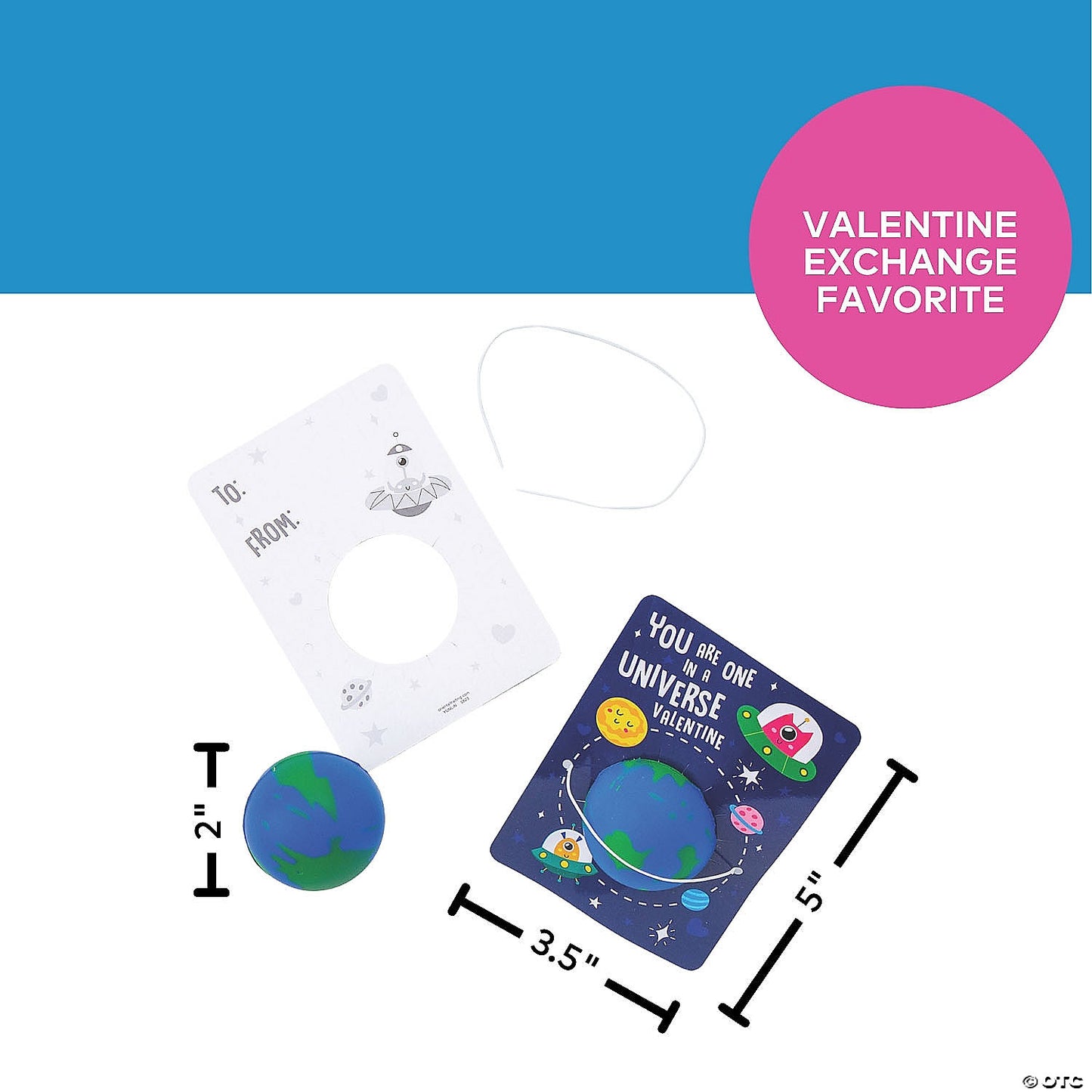 2" Mini Earth Stress Ball Valentine Exchanges with Card for 12