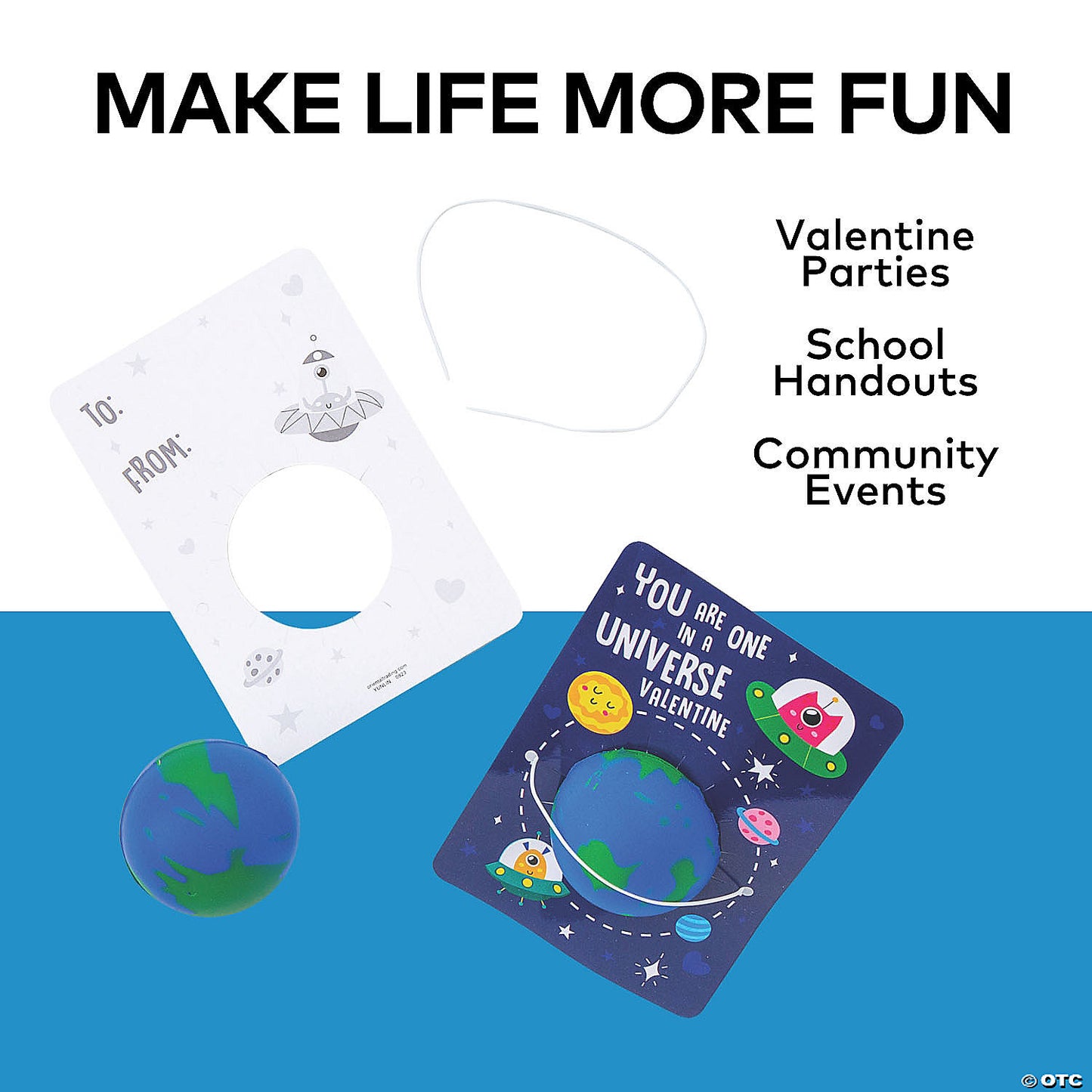 2" Mini Earth Stress Ball Valentine Exchanges with Card for 12 | USA Decoration®