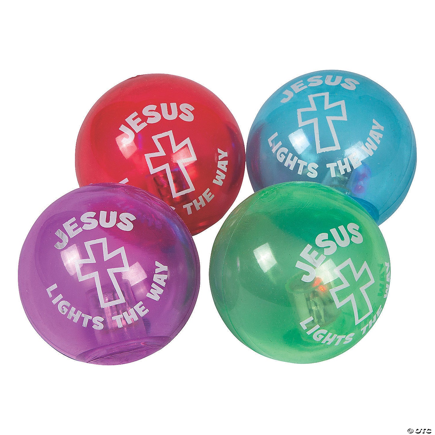 2" Mini Jesus Lights the Way Light-Up Rubber Bouncy Balls - 12 Pc. | USA Decoration®