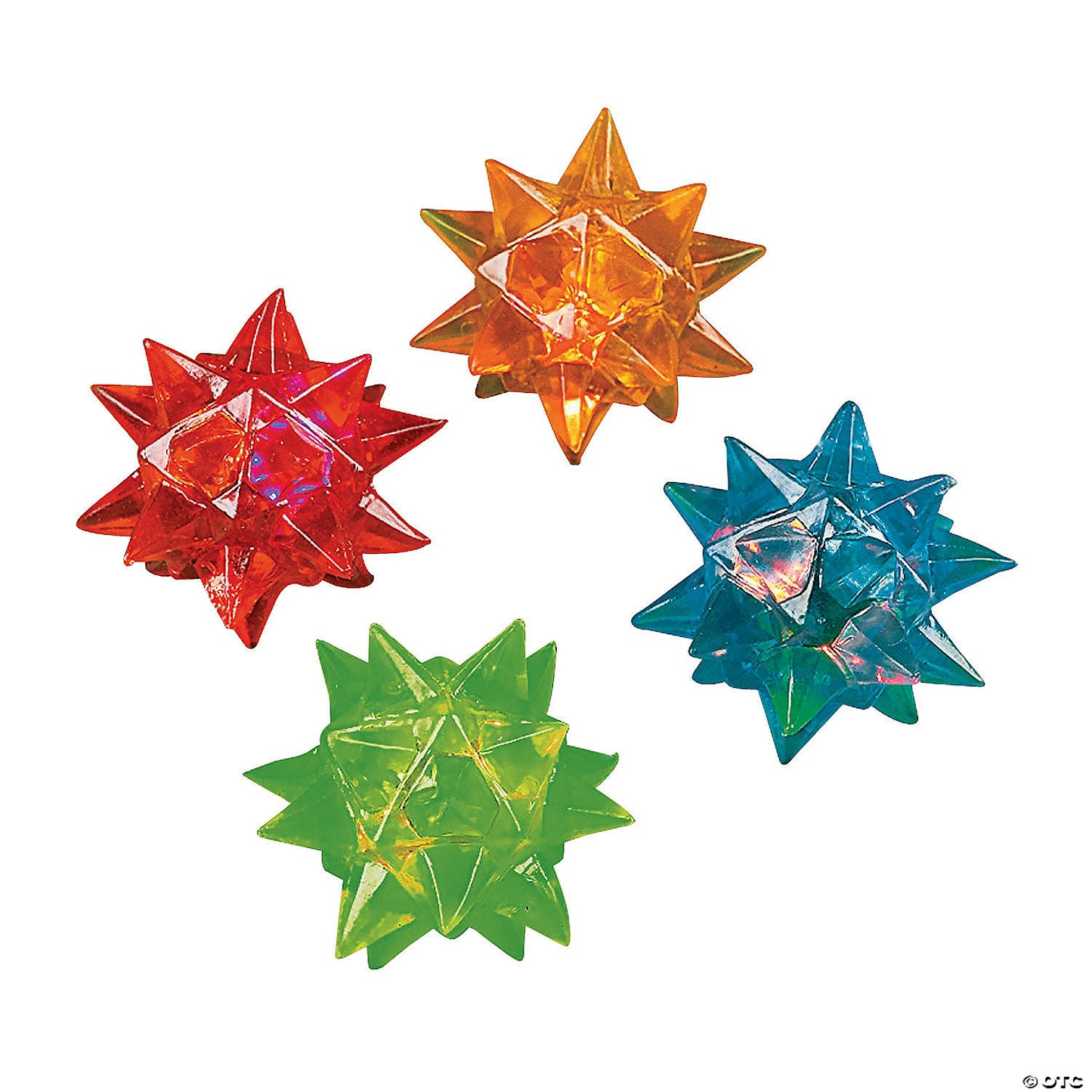 2" Mini Light-Up Flashing Rubber Star Balls Assortment - 12 Pc. | USA Decoration®