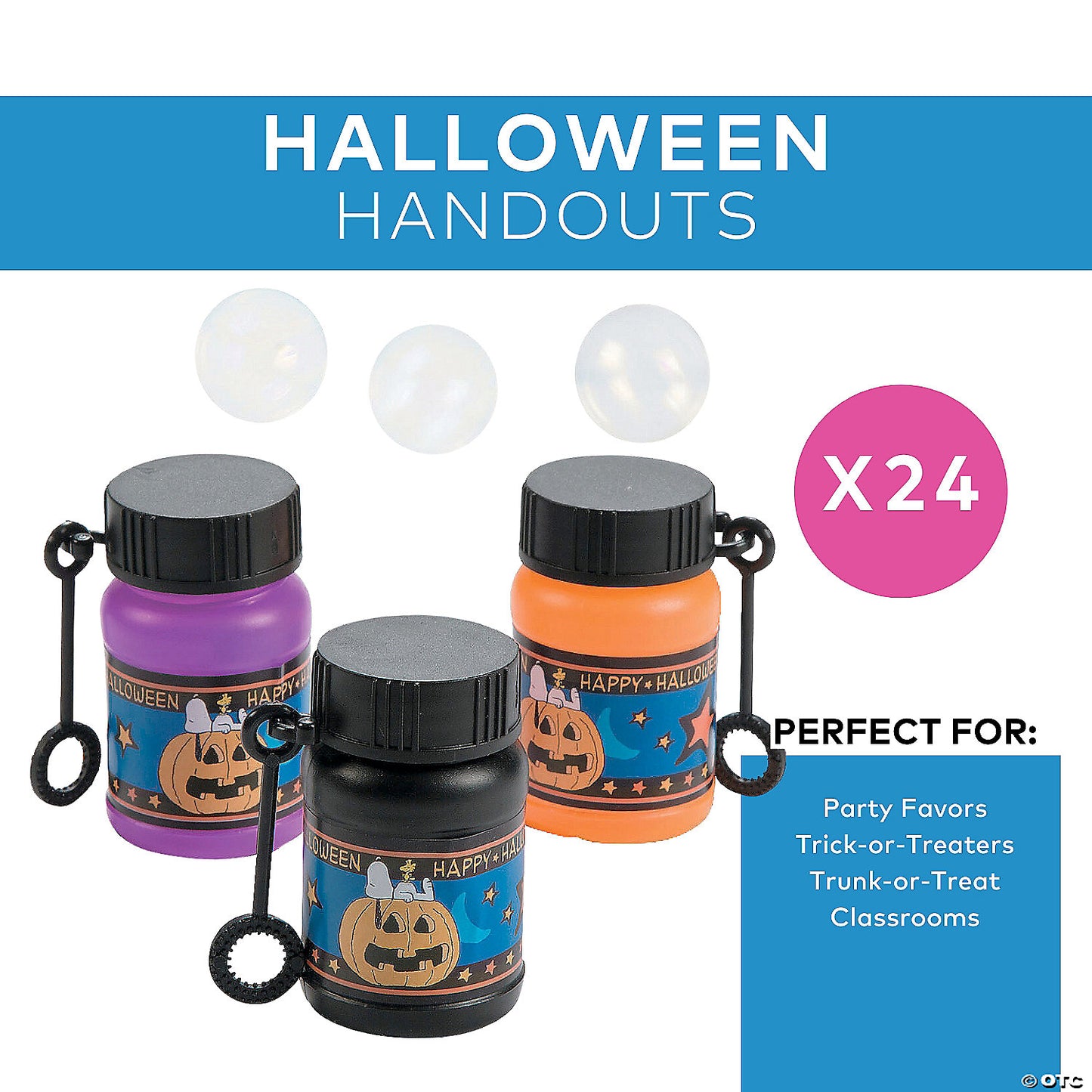 2" Mini Peanuts® Snoopy Woodstock Halloween Bubble Bottles - 24 Pc. | USA Decoration®
