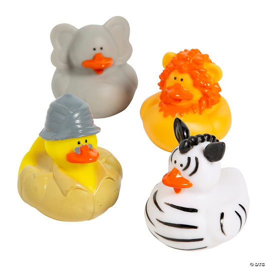 2" Safari Animals & Explorers Multicolor Rubber Ducks - 12 Pc.