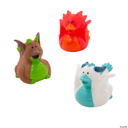 2" Winged Dragons Brown, Red and White Rubber Ducks - 12 Pc.