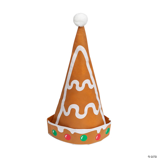 20" Brown & White Gingerbread Nonwoven Polyester Santa Hats - 12 Pc. | USA Decoration®