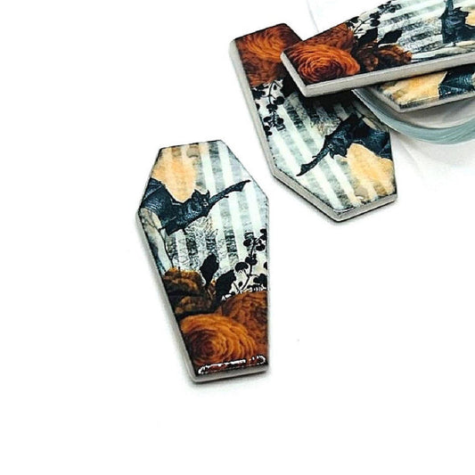 20 Pcs Fall Coffin with Bat Charms