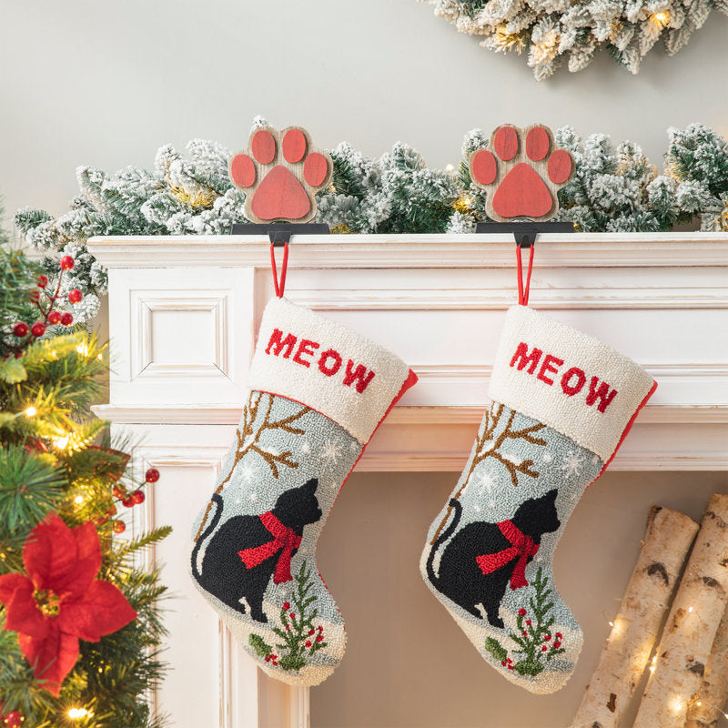 20.00"L Hooked Stocking, Cat
