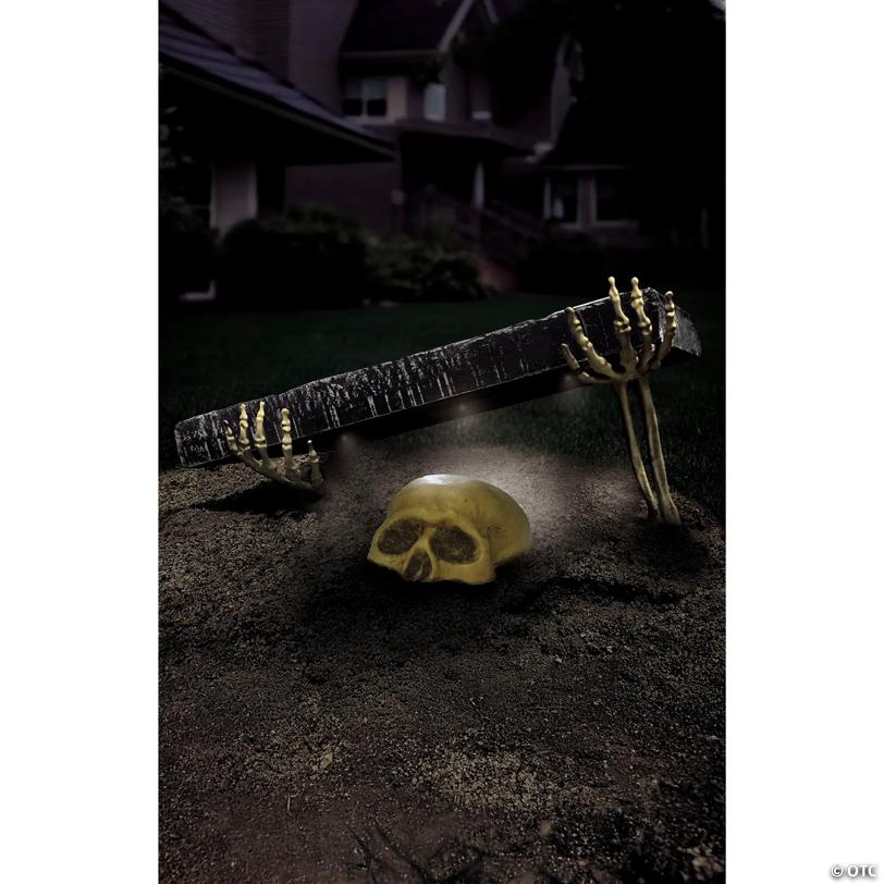 20 1/2" Grave Breaker® Light-Up Headstone with Skull & Skeleton Arms
