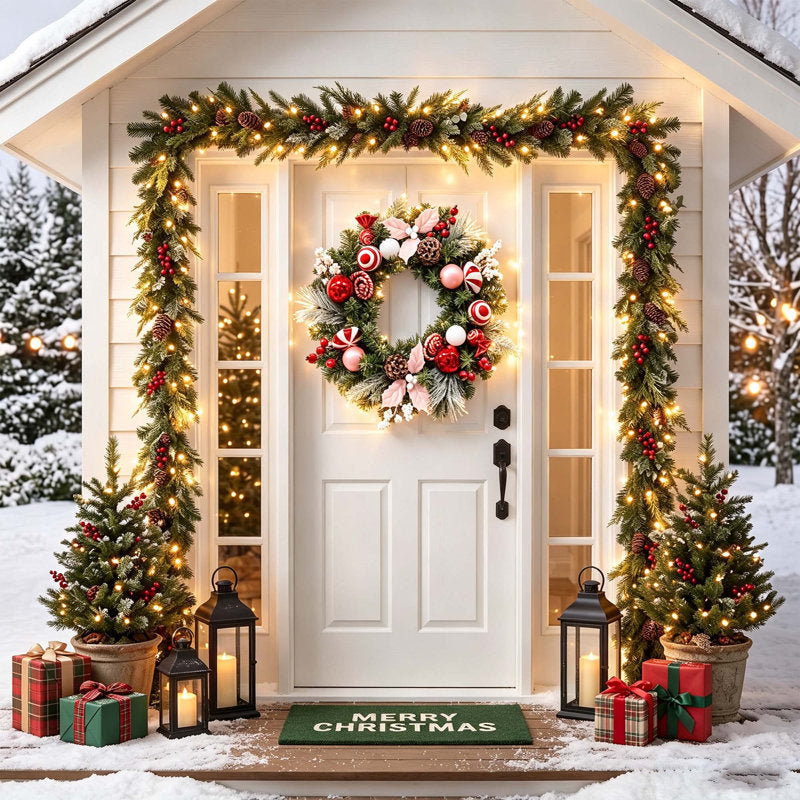 20" pre-lit Christmas wreath with 20 LED lights and ornaments