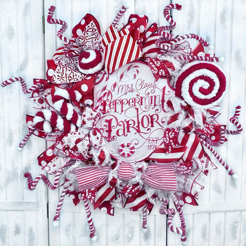 20" Christmas Wreath hung on a wooden door