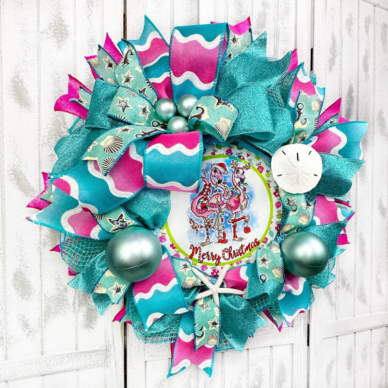 30" Artificial Christmas Wreath as a festive door display